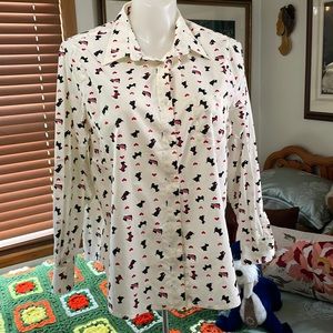 Blair Noveltty Long Sleece Button Up Scootie Dog and Hearts Like New